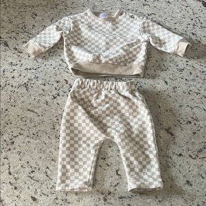 Nordstrom Beige Checkered Baby Set